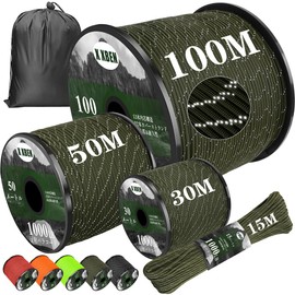 X XBEN Paracord 0.2 inch (4 mm) Guy Rope, Reflective Material, Reinforced 13 Cores, Load Capacity 992.1 lbs (450 kg), 50 M Roll, Multi-Purpose Camping Rope, Ideal for Outdoor Activities, Tarp, Tent