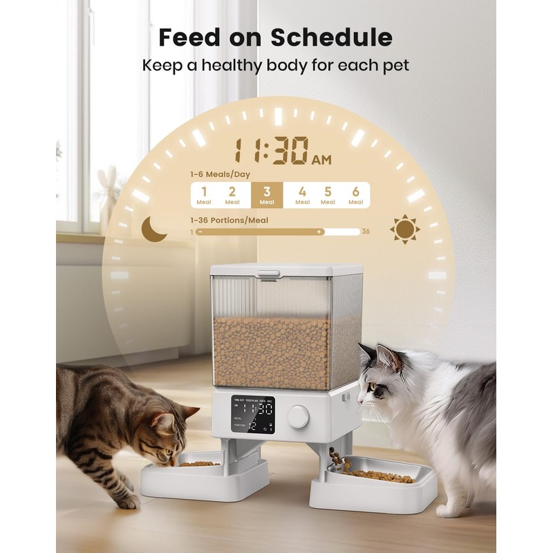 oneisall Automatic Cat Feeder for 2 Cats, 20 Cups/5L Automatic
