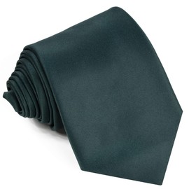 Platinum Hanger Ties For Men Satin Necktie - Mens Solid Color Neck Tie Wedding Neckties (Green)