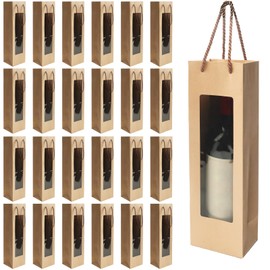 KoMvzyl 24 Pcs Wine Gift Bag Clear Window Wine Bags for Wedding Gifts Bottle Bags with Handles Reusable Flower Bulk for Mom New Year Holiday Birthday
