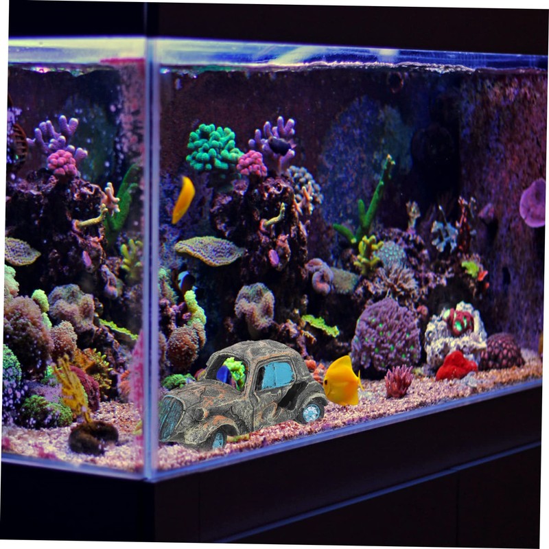SUPVOX Aquarium Car Wreck Decoration Creative Resin Fish Tank Ornament