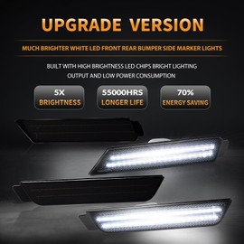 DERMOKA LED Side Marker Lights Front Rear White Bumper Parking Signal Lamps for Chevy Camaro 2010-2015 Smoked Len, 4PCS