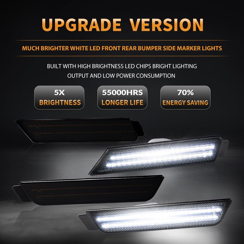 DERMOKA LED Side Marker Lights Front Rear White Bumper Parking