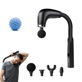 U Shaped Massage Gun, Extended Comfortable Massage Fascia Gun with 4 Interchangeable Heads, Relieve Fatigue and Improve Blood Circulation, Back Massager for Neck,Shoulder,Leg