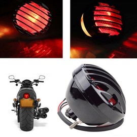 KaTur Motorcycle Tail Brake Light Motorcycle License for Suzuki Yamaha Harley Bobber Chopper Black 12V