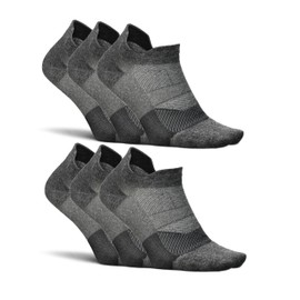 Feetures Elite Ultra Light Cushion Ankle Socks - Sport Sock with Targeted Compression - New Gray, M (6 Pair)