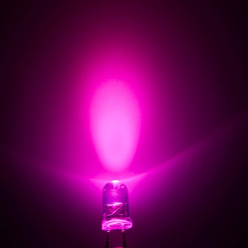 CHANZON 100 pcs 5mm Pink LED Diode Lights (Clear Round