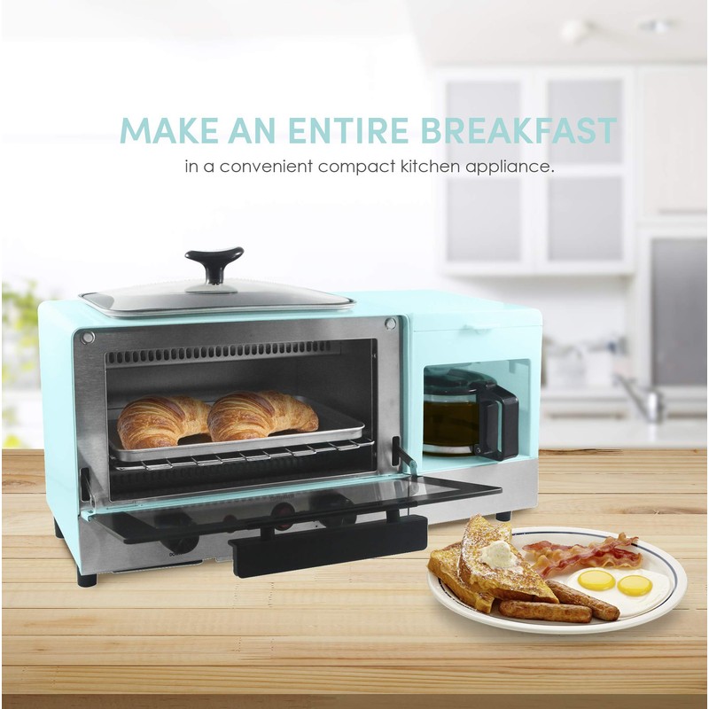Elite Gourmet Americana 2 Slice, 9.5" Griddle with Glass Lid,