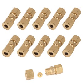 GIONAR 10Pcs 3/16" Brake Pipe Fittings, Brass Brake Line Connector, Brake Line Fittings for 4.75mm Dia Tube