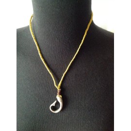 AMERICAN EAGLE OUTFITTERS BRAIDED FAUX LEATHER NECKLACE WITH HOOK PENDANT-NWT