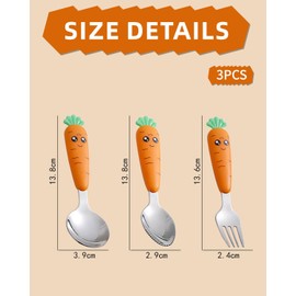 MQLSAERI Set of 3 Baby Cutlery Set, Baby Spoon, Self-Eating Baby Learning Spoon, Children's Cutlery Cutlery, Children's Spoons and Forks, Self-Feeding, It Is Recommended for Children After 18 Months -