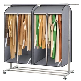 MISSLO 43" Hanging Garment Bags for Hanging Clothes Fully Enclosed Coat Bags for Closet Storage Clothes Cover with Large Clear Window and 3 Zippers (Rack not included), 2 Packs
