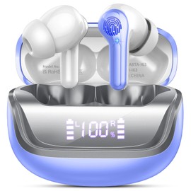 Wireless Earbuds, Bluetooth 5.4 Headphones HiFi Stereo, in Ear Earbuds with 4 ENC Noise Cancelling Mic, IP7 Waterproof Sport Wireless Ear Buds, 45H Playtime Earphones with LED Display, USB-C Charging