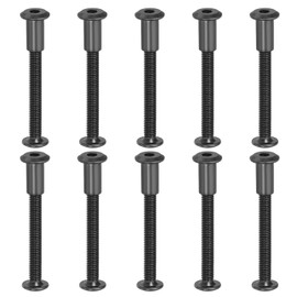 PATIKIL M6 x 50 mm Hex Chicago Screws, 20 Set Binding Screw Posts Connecting Hex Drive Socket Cap Bolt Nuts for Scrapbook Leather Belt Album Photo Furniture Repair, Black