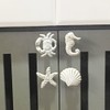 dophee 4PCS/Set Mediterranean White Iron Knobs, Sea Horse, Crab, Shell,