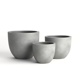 DTY Signature Mount Belford 1-Piece Fiberstone Planter for Indoor/Outdoor, Black, 15" H x 18" Dia (15.5" Opening) - Large