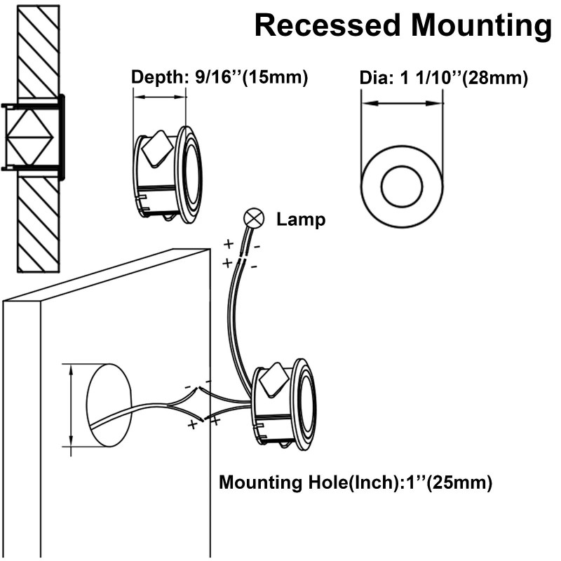 Facon Wall Touch Dimmer Switch w/Indicator for RV 12V 24V