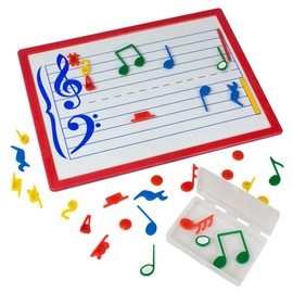 Chamberlain Music Magnetic A4 Sized Double Sided Music whiteboard with pre-Printed Staves Supplied with Magnetic Notes, Rests, bar Lines and time signatures, Multicoloured
