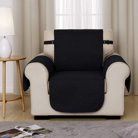 Deconovo Microfiber Sofa Cover Slip Resistant Quilted Armchair Slipcover Furniture Protector for Dogs Cats Kids, Chair, Chevron-Black