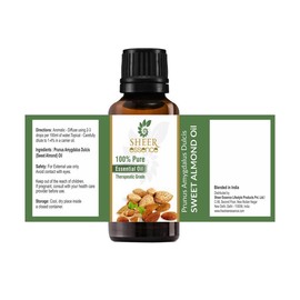 Sheer Essence Sweet Almond Oil -(Prunus Amygdalus)- Carrier Oil 100% Pure Natural Undiluted Uncut Therapeutic Grade Oil 3.38 FL.OZ