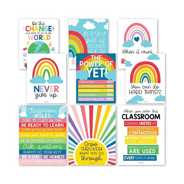 9 Rainbow Classroom Decor Signs - Welcome Sign For Classroom