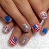 24Pcs Extra Short Press on Nails 4th of July Fake