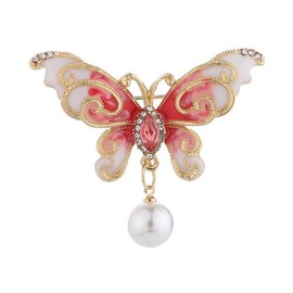 YOUYUZU Vintage Butterfly Pearl Brooch Rhinestone and Faux Pearl Brooches Pin for Women
