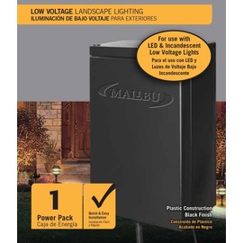 Malibu 45 Watt Power Pack with Sensor and Weather Shield for Low Voltage Landscape Lighting and Spotlight Outdoor Transformer 120V Input 12V Output 8100-9045-01