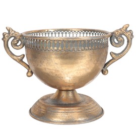 VINTORKY Vintage Flowerpot Gold Vases for Centerpieces Urn Flower Pot Golden Planter Pedestal Vase Flower Arrangement Vase Gold Urn Pot Urn Metal Wedding Office Small Vase Iron(25 * 17 * 15cm)