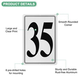 M METERXITY Aluminum Number Sign 35, 11.8 Inch House Numbers and Metal Letters, Parking Spot Letter Signs, Metal Letter Wall Decor for Garden/Door/Mailbox [Black Text On White]