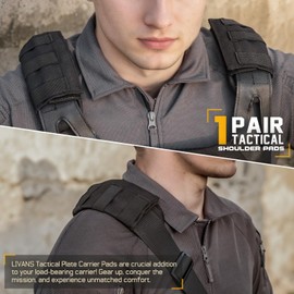 LIVANS Tactical Plate Carrier Shoulder Pads, 2 Pack Shoulder Strap Pad Backpack Strap Cushion Pads Vest Shoulder Pads Bag Strap Pad Backpack Accessories Fit Up to 3.1" Strap