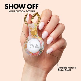 Rifle Paper Co. RP047354 AirTag Case with Clip Ring Flower Pattern AirTag Keychain Holder with Clip Ring - Wild Flower Pink