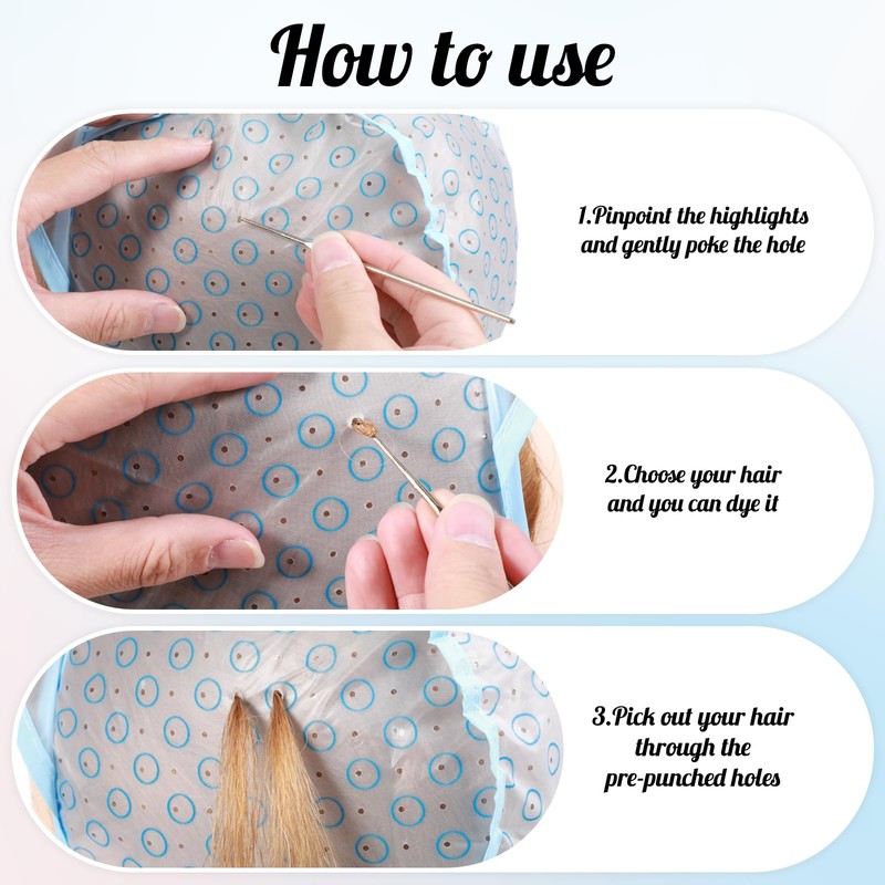 Guduling 8 Pcs Highlight Caps for Hair,Highlight Cap Kit,Highlights Combs