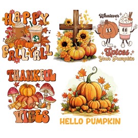 Pumpkin Iron on Patches Heat Transfer Stickers for Fall Thanksgiving Day Decorations Iron on Vinyl for Clothes T-Shirt Jacket Backpack Art Decor