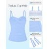 RELLECIGA Women's Sea Blue Ruched Bandeau Tankini Top Swimsuits Size
