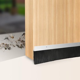 Retsun 4 Sets 2. 5+0.91 Inches Double Layer Door Brush Sweep Seal Roll Up Door Seal Kit Garage Door Sweeps Seal Suitable for Multiple Floors Easy Mounting(Double 2.5, 4)