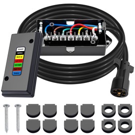 CheeMuii 7 Way Trailer Wiring Harness Kit 8 FT Trailer Cord with 7 Pin Trailer Plug and Junction Box Kit Premium Light and Brake Wiring Wires for Trailer RV