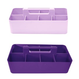Enjoy Organizer Portable Caddy Organizer -2 Stackable Plastic Caddy with Handle | Desk, Makeup, Dorm Caddy, Classroom Art Organizers (Made In Usa) (Lavender/Royal Purple)