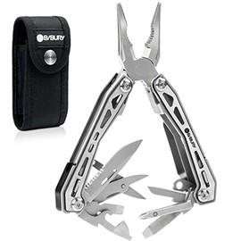 BIBURY Multitools, Portable Multi Tool Foldable Pliers with Scissors, Can Opener and Screwdriver, EDC Tools for Camping, Outdoor Activities, Repairing - Gift for Dad Men - Blackside