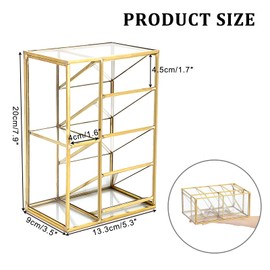 ELLDOO Rollerball Perfume Organizer, 6 Compartment Clear Glass Perfume Storage Holder Vintage Beauty Scent Holder, Metal Makeup Lipgloss Lipstick Display Case