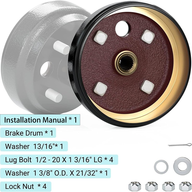 10L0L Golf Cart Brake Drum/Hub Assembly (Electric) for EZGO TXT