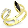 Women's Stainless Steel IP Gold Top Grade Crystal Jet Black