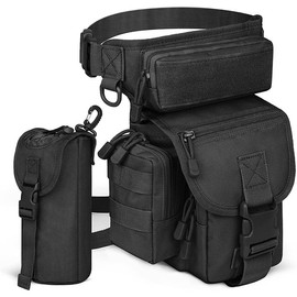 Tactical Military Leg Bag, Multi-Pocket Outdoor Utility Waist Pack, Black, Waterproof
