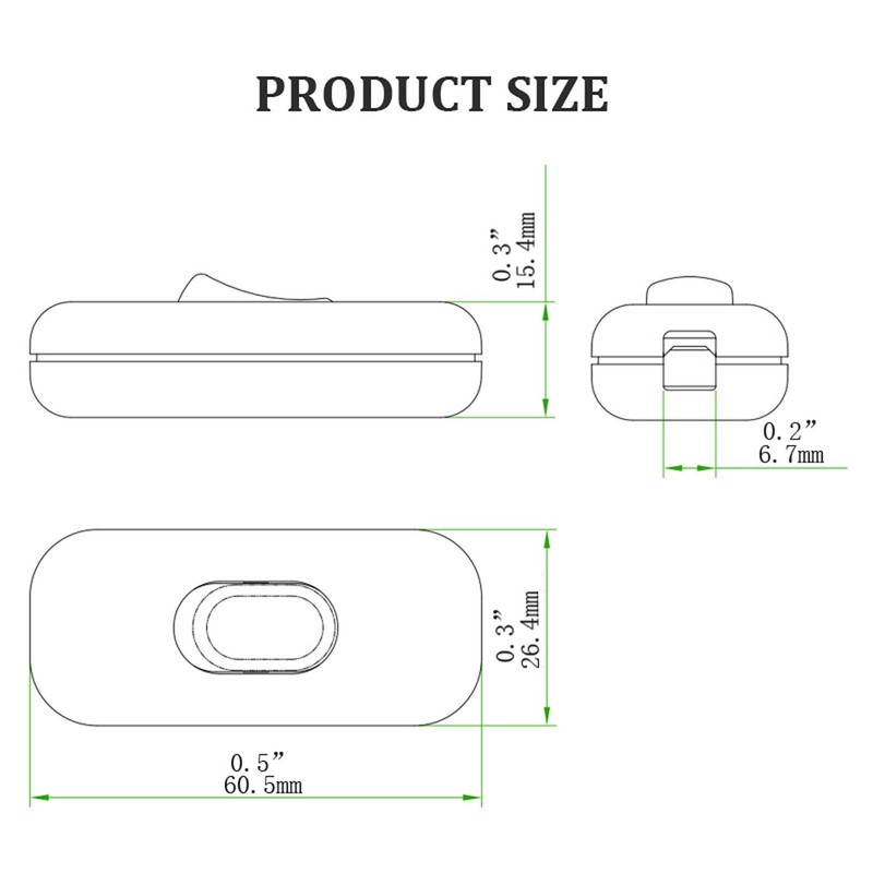 Yesmin 2 Pcs 6A DP Inline Cord Switch,2 or 3
