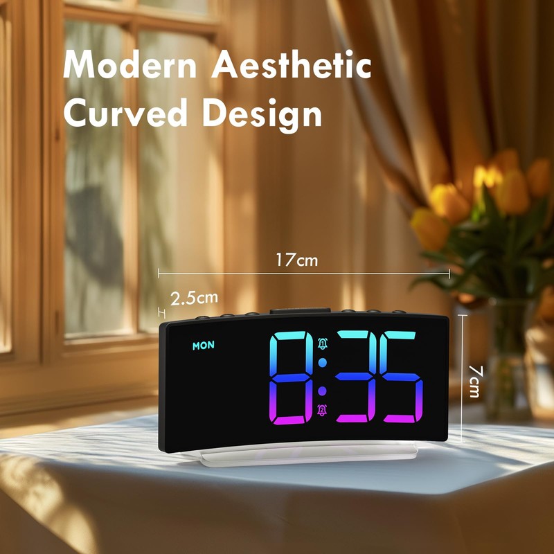 HERMIC Alarm Clock, Digital Alarm Clock Bedside for Kids Mains
