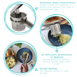 Argon Tableware Stainless Steel Potato Ricer - 25cm - 1x Professional Kitchen Cooking Food Fruit Vegetable Mash Masher Crusher Press Tool