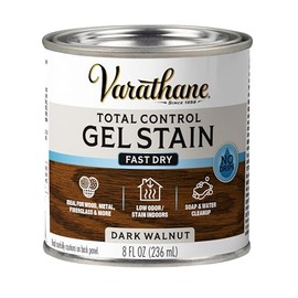 Varathane Total Control Gel Stain | Low Odor Water-Based Formula | Thick Gel Formula for Vertical Surfaces | Ideal for Wood, Metal & Fiberglass | Half Pint | Dark Walnut
