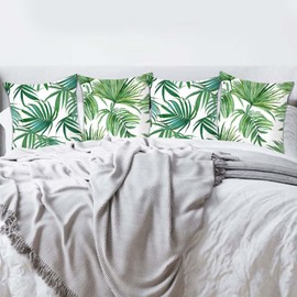 Betadistor Pillow Protectors 4 Pack 18x18 Inches Tropical leaves Decorative Throw Pillow Case for Home Office Sofa Bedroom Car Garden Double Sided Printing, Tropical leaves, 501-0021