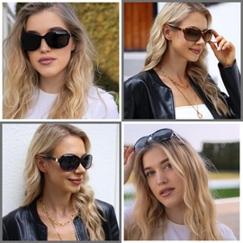LVIOE Polarized Sunglasses for Women Retro Oversized Shades with UV400 Protection CLS8158