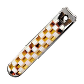 Two-Tone Checkerboard Nail Clippers with Nail Catcher, Made from Sustainable Cotton Glasses Material, Crafted in Sabae City, Japan, are Made of Steel.